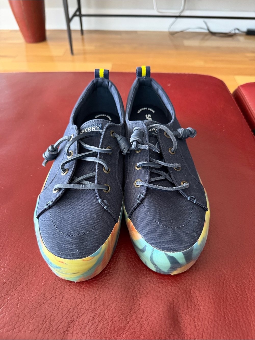 Sperry Navy Canvas Low-Top Sneakers with Multicolor Painted Sole